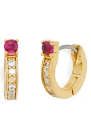 Kate Spade New York cubic zirconia huggie earrings in Ruby at Nordstrom