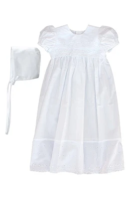 Little Things Mean a Lot Cotton Eyelet Christening Gown White at Nordstrom,