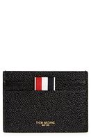 Thom Browne Grained Leather & Canvas Card Holder in Black at Nordstrom