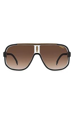 Carrera Eyewear 63mm Oversize Rectangular Navigator Sunglasses in Black Gold/Brown Gradient at Nordstrom