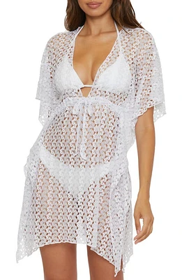 Becca Platinum Metallic Sheer Lace Cover-Up Tunic White at Nordstrom,