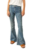 Free People Mermaid Patchwork Flare Jeans Low Tide at Nordstrom,