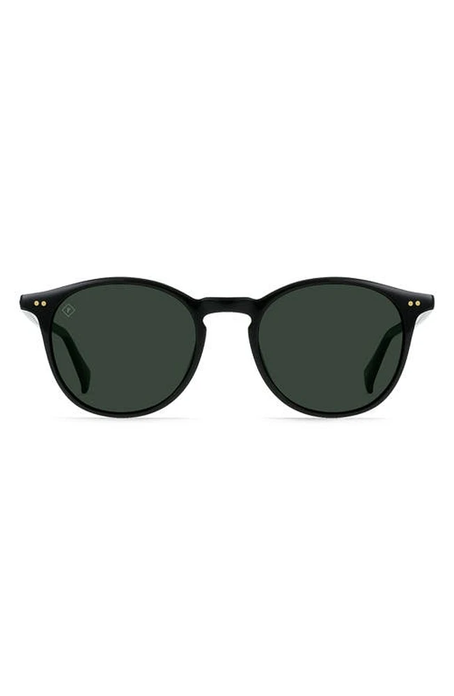 RAEN Basq 50mm Polarized Round Sunglasses in Recycled Black/Green Polar at Nordstrom