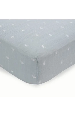 little unicorn Cotton Muslin Crib Sheet in Blue Rainbow at Nordstrom