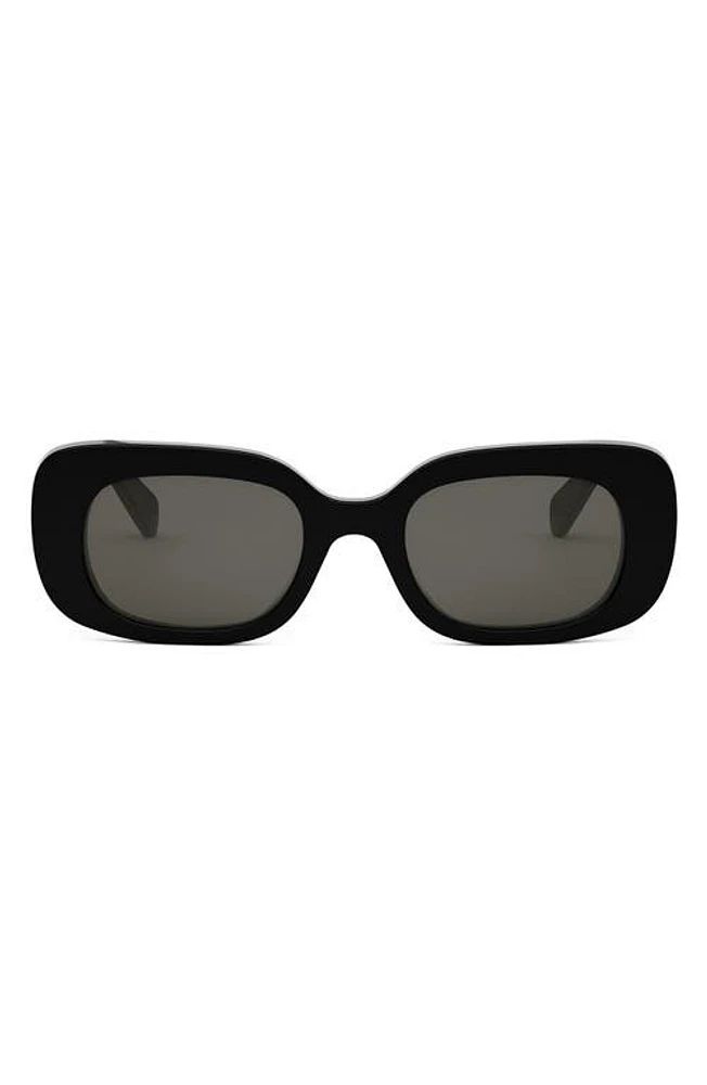 CELINE Bold 3 Dots 51mm Rectangular Sunglasses in Shiny Black /Smoke at Nordstrom