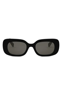 CELINE Bold 3 Dots 51mm Rectangular Sunglasses in Shiny Black /Smoke at Nordstrom