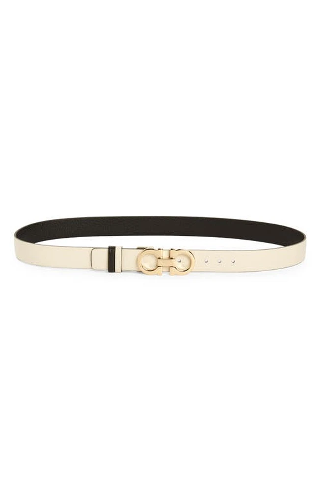 FERRAGAMO Mediterraneo Reversible Leather Belt Mascarpone /Nero at Nordstrom,