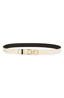 FERRAGAMO Mediterraneo Reversible Leather Belt Mascarpone /Nero at Nordstrom,