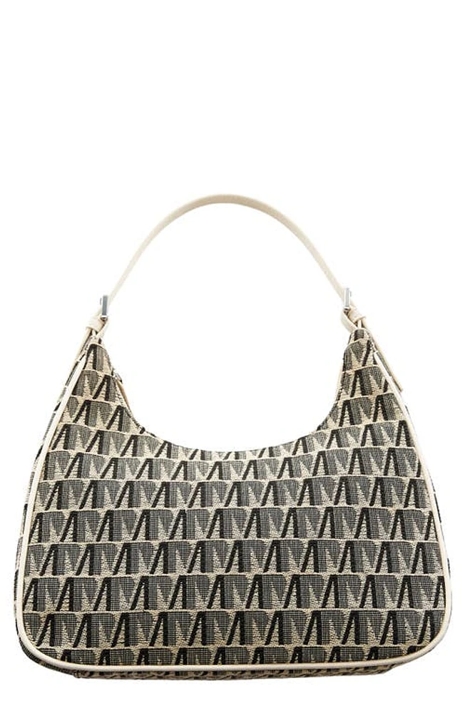 MANGO Logo Jacquard Shoulder Bag in Ecru at Nordstrom