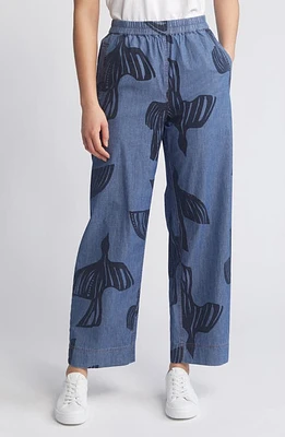 Masai Copenhagen Payton Bird Print Elastic Waist Jeans Dark Denim at Nordstrom,