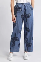 Masai Copenhagen Payton Bird Print Elastic Waist Jeans Dark Denim at Nordstrom,