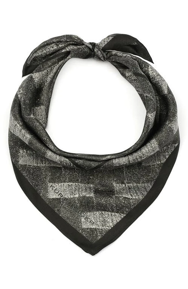 Kurt Geiger London Denim Print Silk Bandana in Washed Black at Nordstrom