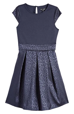 Ava & Yelly Kids' Mixed Media Dress Navy at Nordstrom,