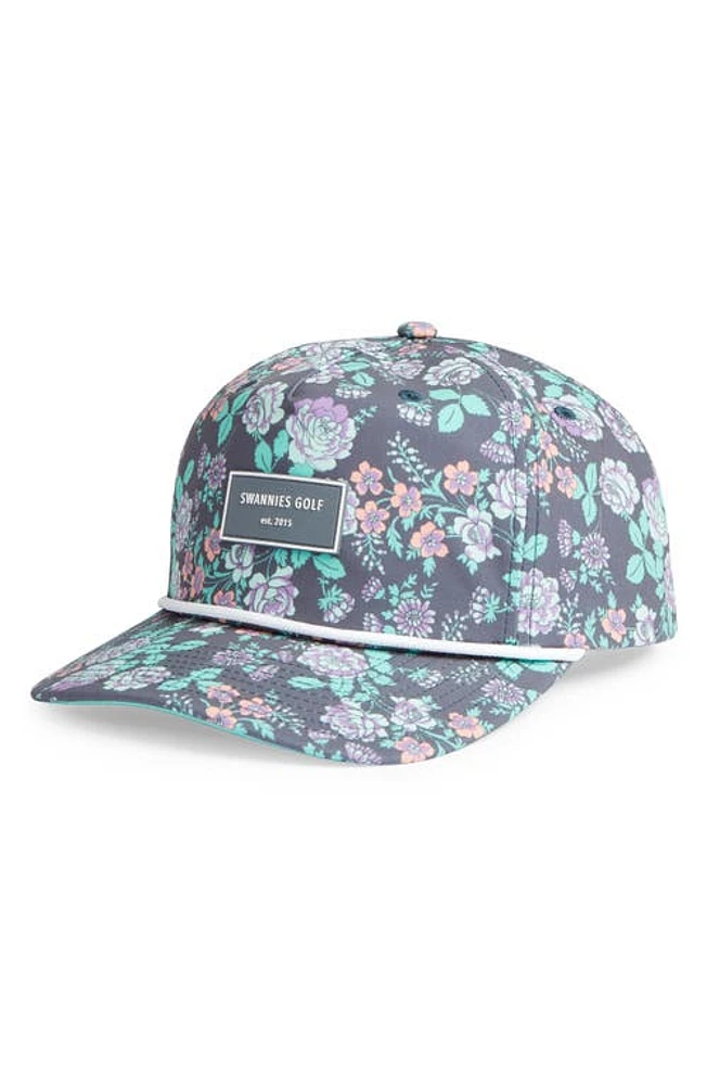 Swannies August Floral Water Resistant Rope Snapback Baseball Cap in Purple at Nordstrom