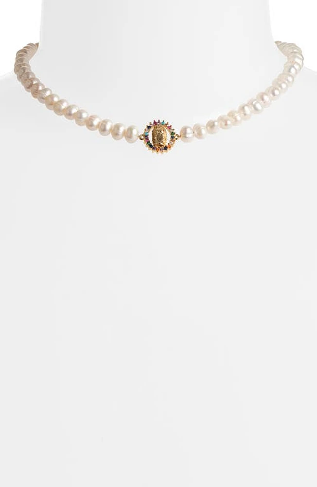 VIDAKUSH La Virgen Freshwater Pearl Necklace in Pearl/Gold at Nordstrom, Size 14