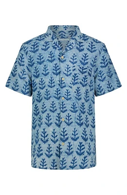 Lucky Brand Short Sleeve Button-Up Camp Shirt Light Indigo at Nordstrom,