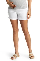 1822 Denim Belly Band Roll Cuff Maternity Shorts White at Nordstrom,