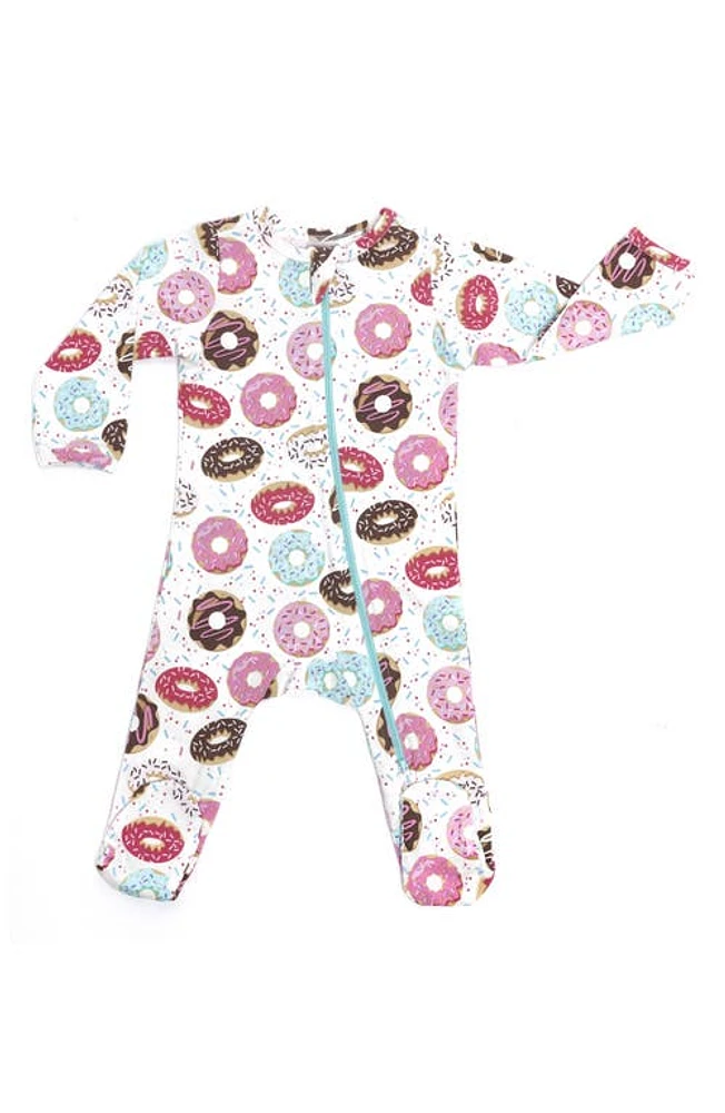 Norani Donut Print Organic Cotton Footie Pink/Brown at Nordstrom,