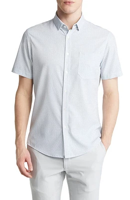 Mizzen+Main Leeward Geometric Print Short Sleeve Button-Up Performance Shirt in Ashley Blue Circle Geo Print at Nordstrom, Size Medium