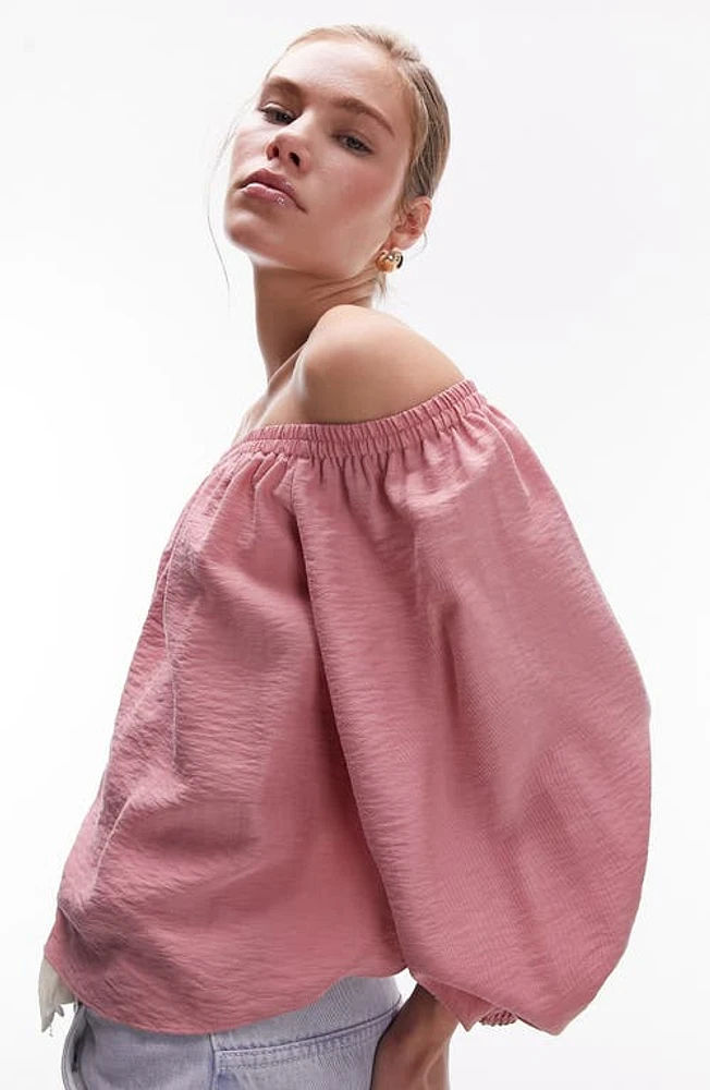 Topshop Off the Shoulder Balloon Sleeve Top at Nordstrom