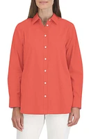 Foxcroft Oversize Cotton Blend Button-Up Shirt at Nordstrom,