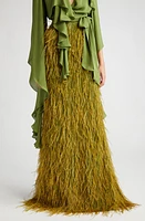 ALIETTE Feather Maxi Skirt in Green at Nordstrom, Size 8