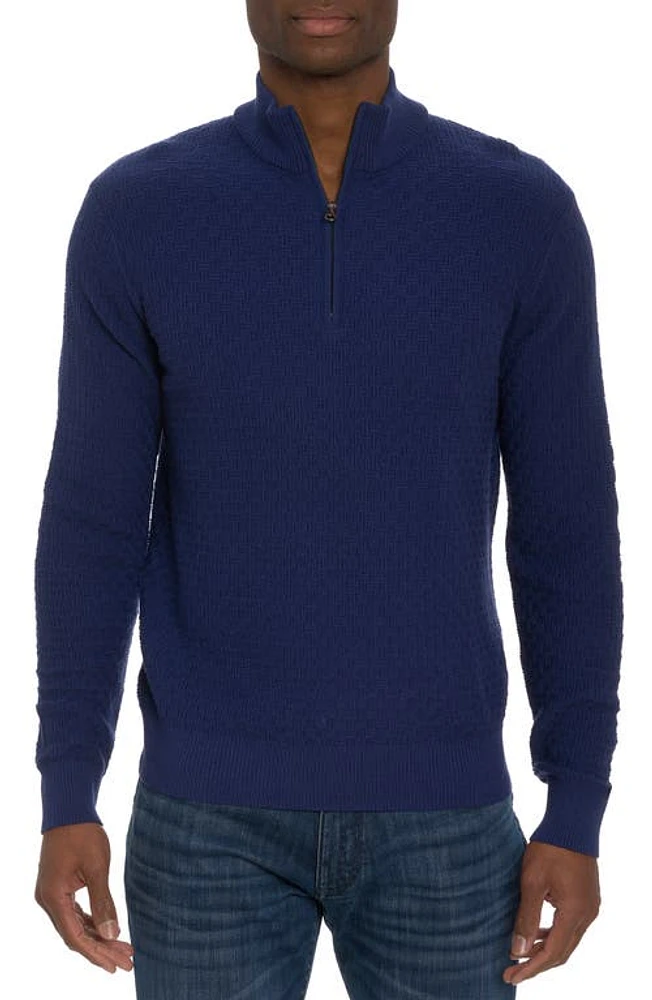 Robert Graham Reisman Quarter Zip Sweater Navy at Nordstrom,