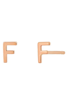 BYCHARI Initial Stud Earrings in 14K Rose Gold-F at Nordstrom