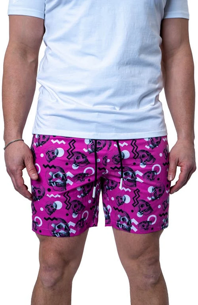 Maceoo Pink Skull Swim Trunks at Nordstrom,