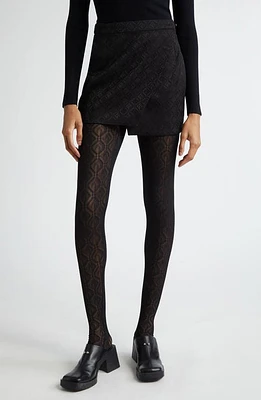 Marine Serre Moon Diamant Jacquard Sheer Mesh Tights Black at Nordstrom,