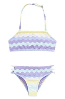 Miken Swim Kids' Ribbed Two-Piece Swimsuit Dahlia Purple/Aruba Blue at Nordstrom,