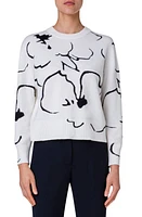 Akris Abraham Flower Intarsia Cashmere Blend Sweater Ecru-Black at Nordstrom,