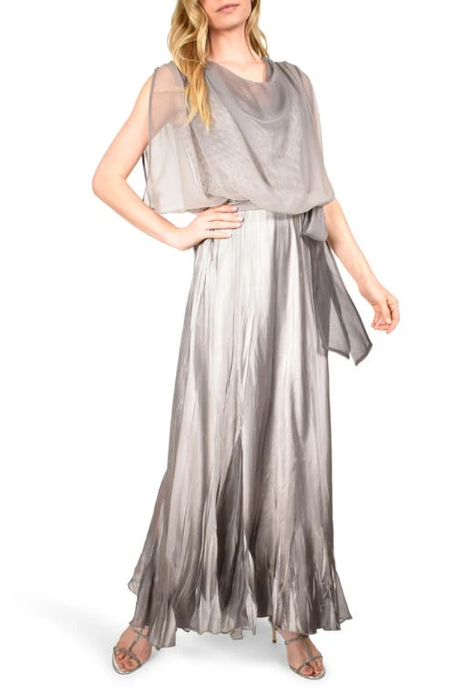 Komarov Cowl Neck Popover Gown Oyster Smoke Ombre at Nordstrom,