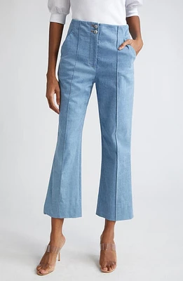 Veronica Beard Kean Pintuck Denim Flare Leg Pants in Iceberg at Nordstrom, Size 16