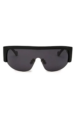 DEZI Thique 125mm Oversize Rimless Shield Sunglasses in Black /Blackout at Nordstrom