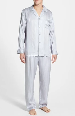 Majestic International Herringbone Stripe Silk Pajamas at Nordstrom,