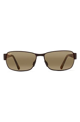 Maui Jim Black Coral 65mm Polarized Oversize Rectangular Sunglasses in Matte Espresso at Nordstrom