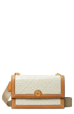 Tory Burch Mini T Monogram Embossed Patent Leather Shoulder Bag in Cream at Nordstrom