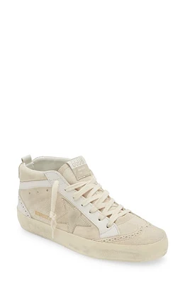 Golden Goose Mid Star Leather Sneaker with Genuine Shearling Trim Latte at Nordstrom,