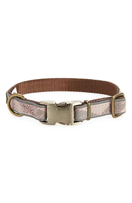 Barbour Reflective Tartan Dog Collar in Taupe/Pink Tartan at Nordstrom, Size Small