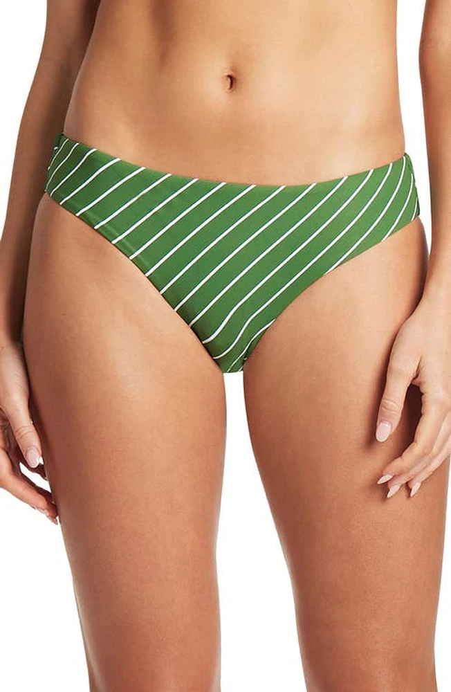 Sea Level Stripe Bikini Bottoms Green at Nordstrom, Us