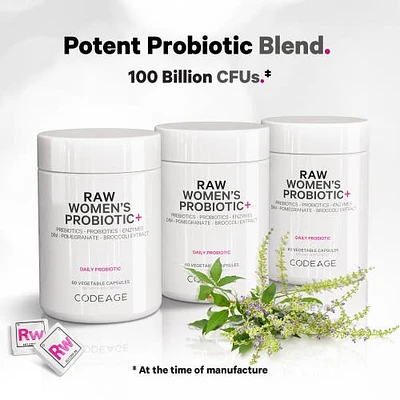 Codeage Raw Women's Probiotic Supplement, Raw Fruits Vegetables Prebiotics, Digestive Enzymes, 60 ct in White at Nordstrom