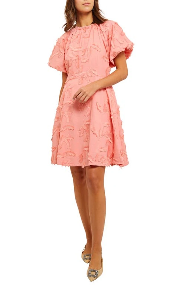 Misook Puff Sleeve Minidress Ocean Coral at Nordstrom,