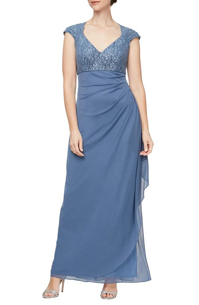 Alex Evenings Cap Sleeve Empire Waist Evening Gown at Nordstrom,