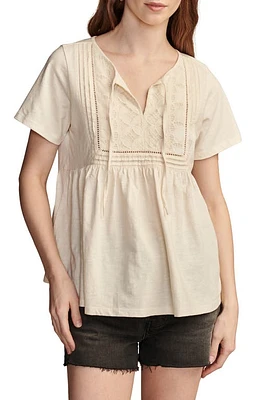 Lucky Brand Lace Inset Cotton Jersey Top at Nordstrom,