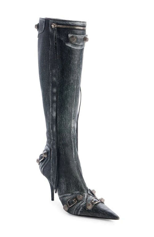 Balenciaga Cagole Pointed Toe Knee High Boot Steel Grey at Nordstrom,