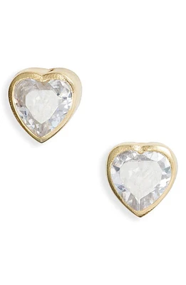 SHYMI Fancy Bezel Stud Earrings in Gold/White/heart at Nordstrom