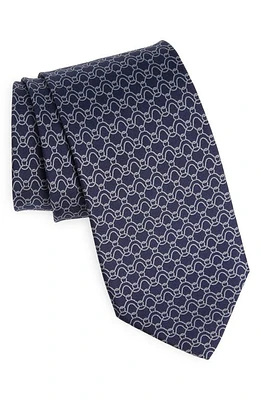 FERRAGAMO Gancini Wave Silk Tie in Blu Scuro at Nordstrom