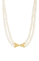 VIDAKUSH Butterfly Clasp Freshwater Pearl Necklace in Pearl/Gold at Nordstrom, Size 14