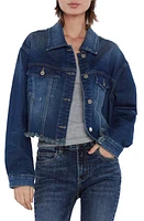 HINT OF BLU Frayed Crop Denim Jacket Blue at Nordstrom,